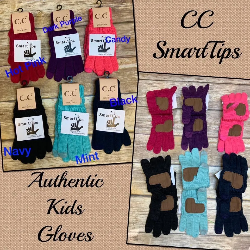 Kids Solid Cable Knit Unisex CC Gloves