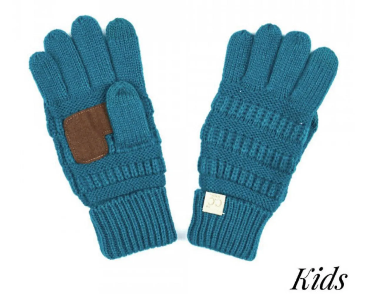 Kids Solid Cable Knit Unisex CC Gloves