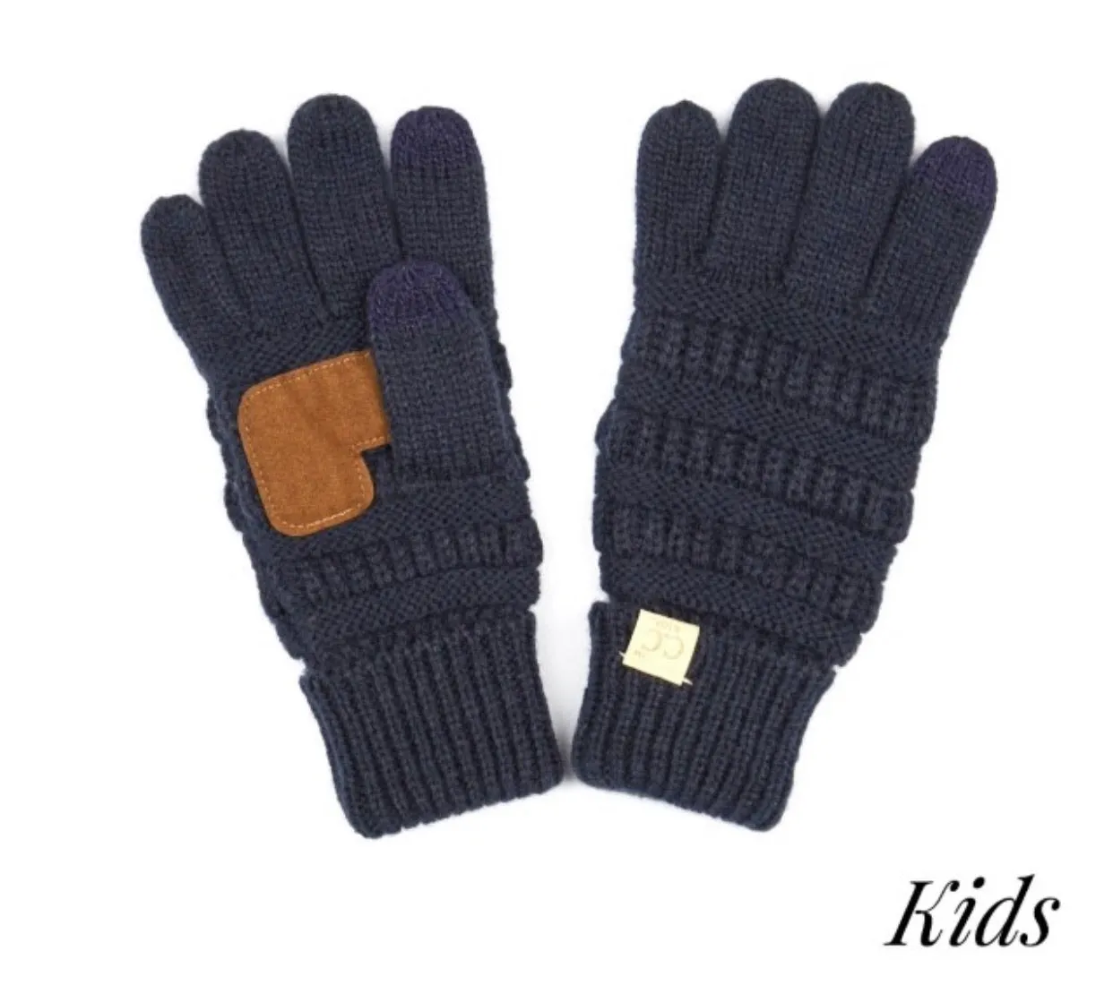 Kids Solid Cable Knit Unisex CC Gloves