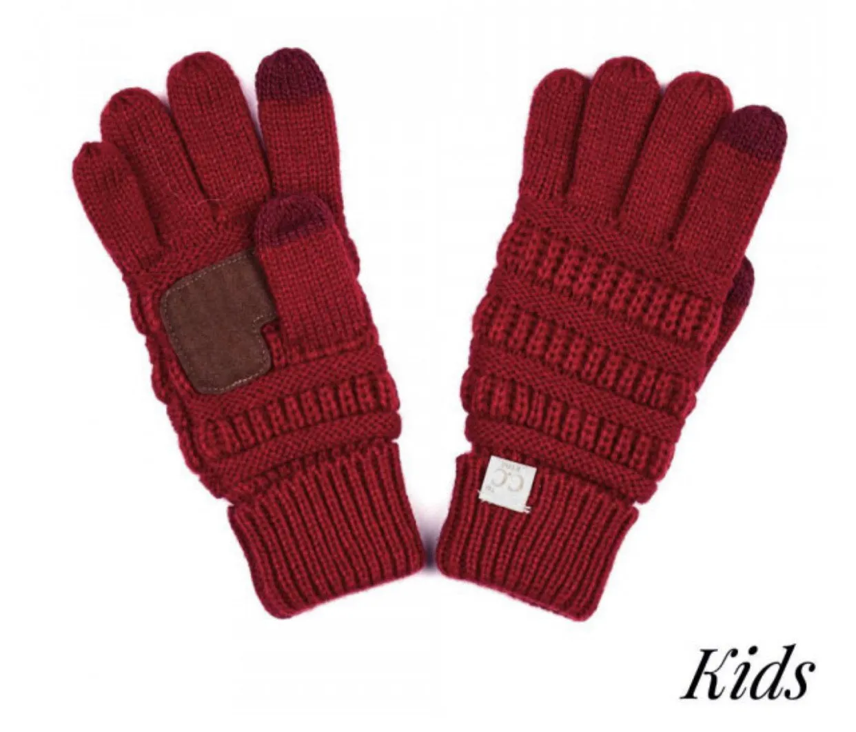 Kids Solid Cable Knit Unisex CC Gloves