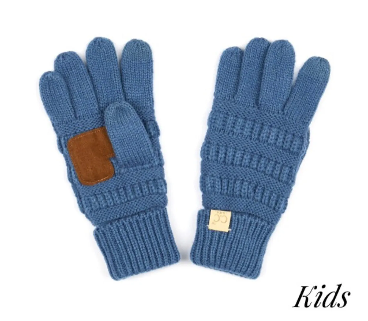 Kids Solid Cable Knit Unisex CC Gloves
