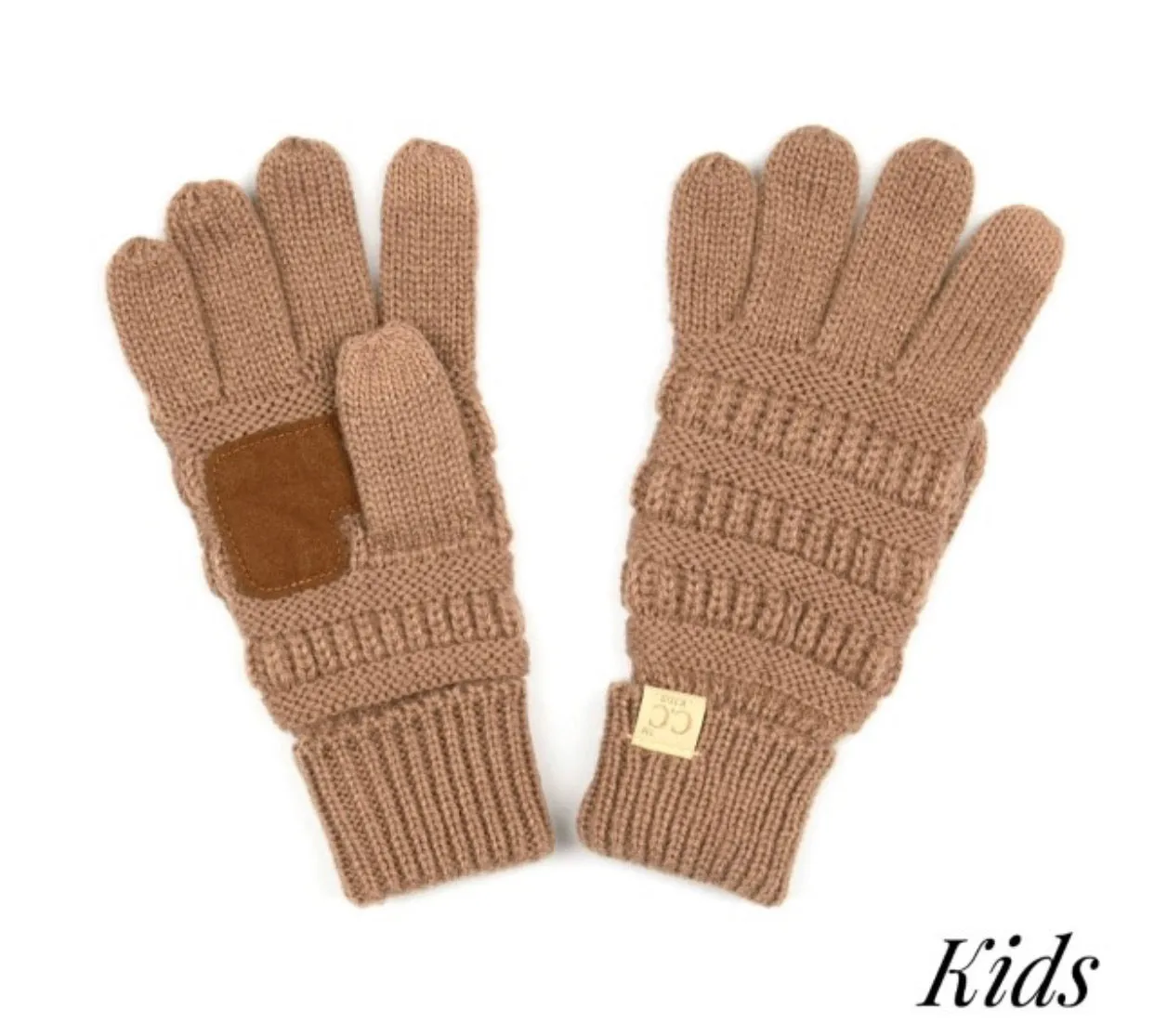 Kids Solid Cable Knit Unisex CC Gloves