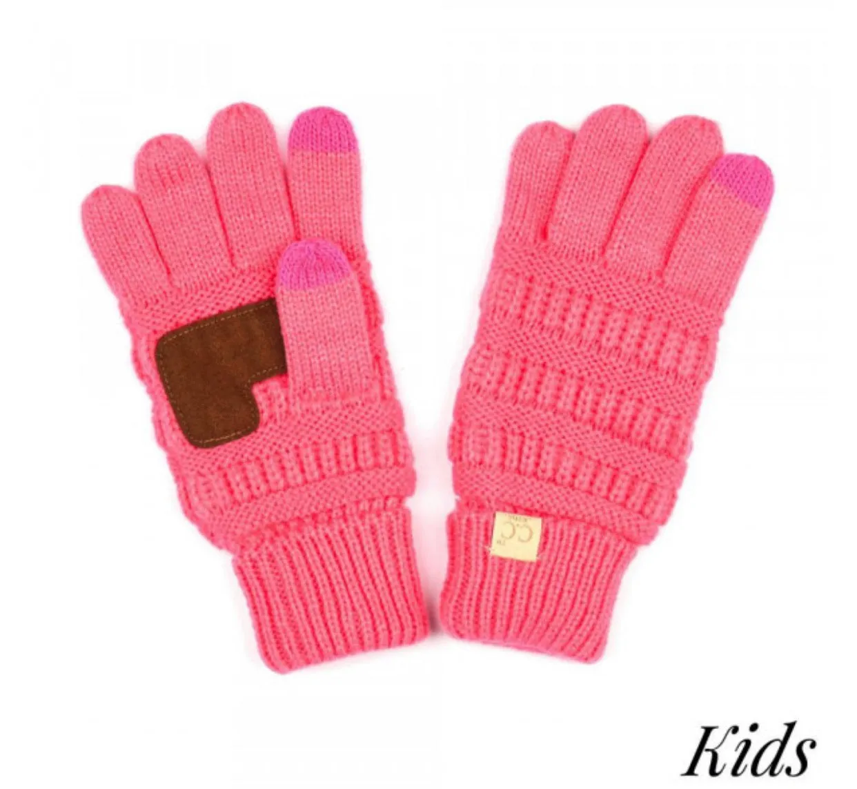 Kids Solid Cable Knit Unisex CC Gloves