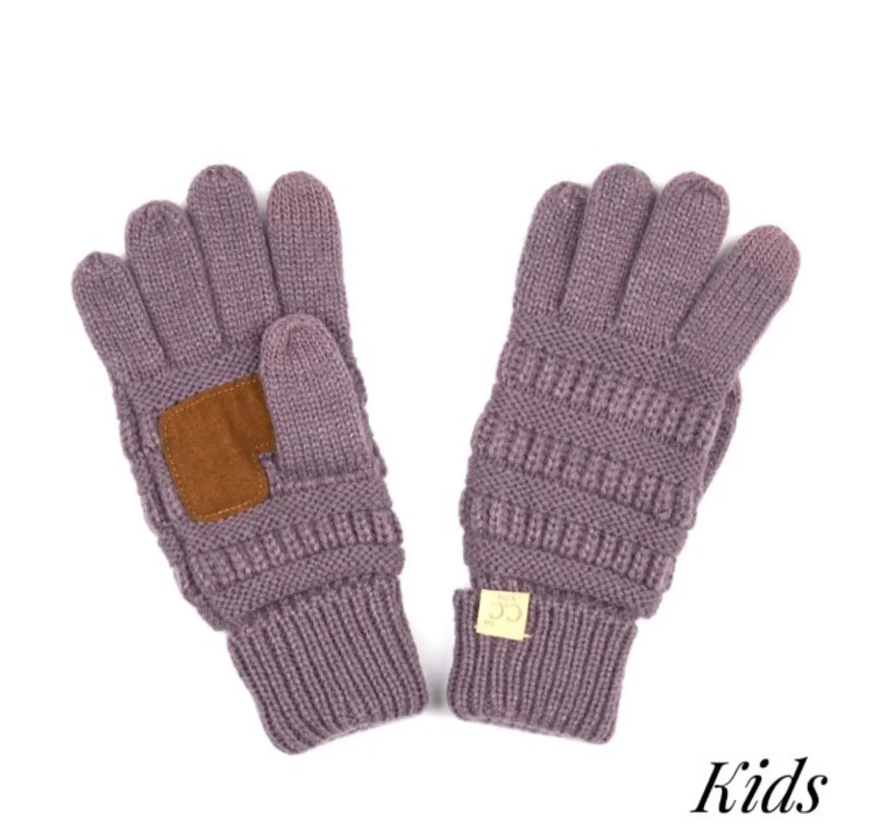 Kids Solid Cable Knit Unisex CC Gloves