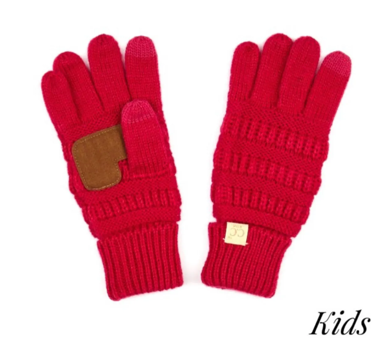 Kids Solid Cable Knit Unisex CC Gloves