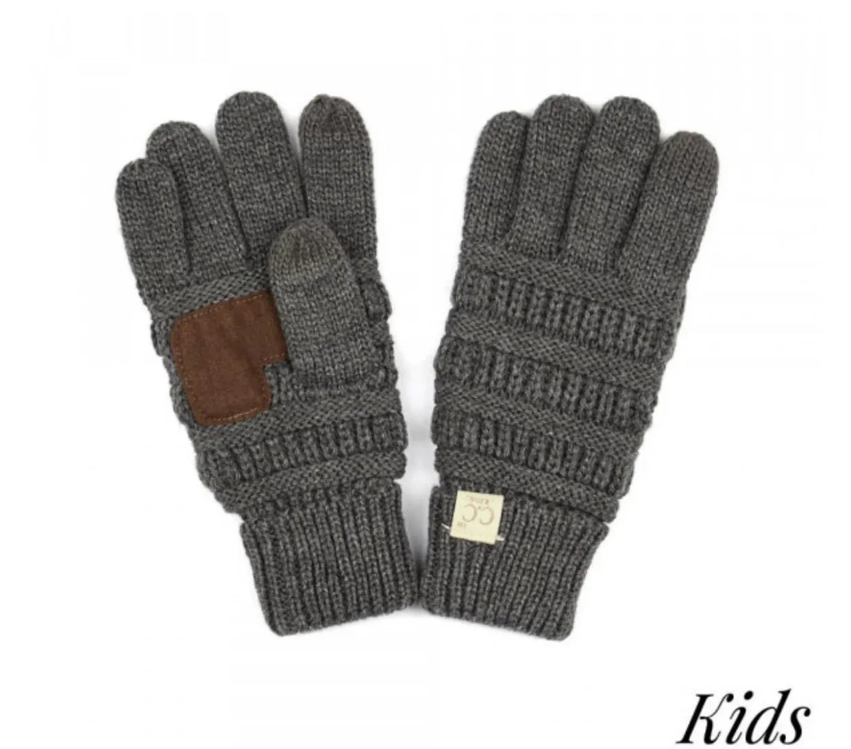 Kids Solid Cable Knit Unisex CC Gloves