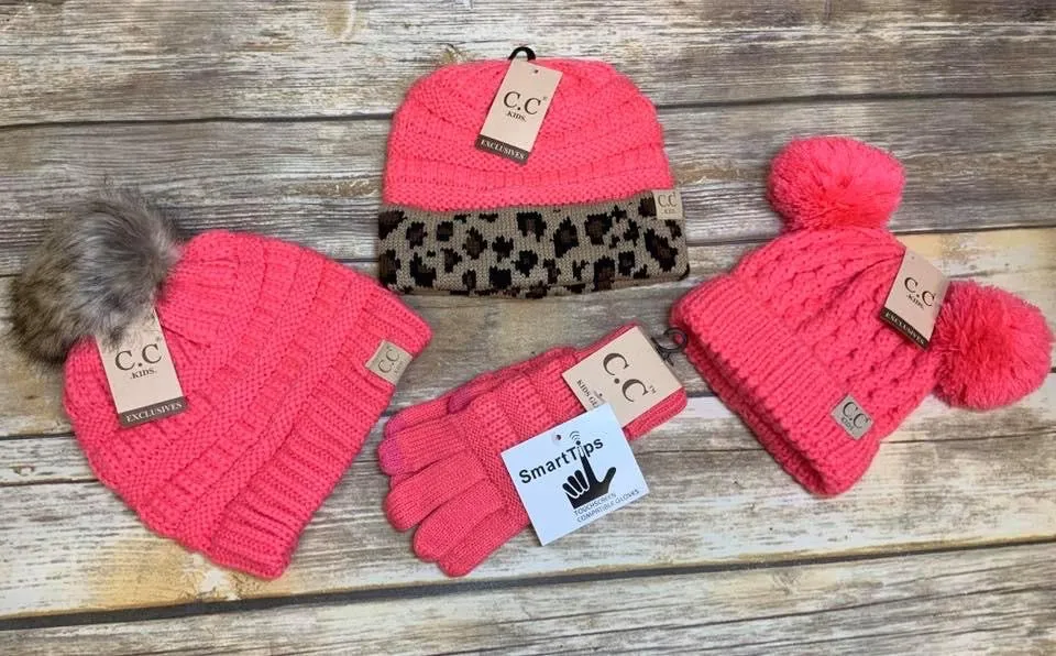 Kids Solid Cable Knit Unisex CC Gloves