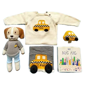 Knit Baby Gift Set Romper & Taxi Toy