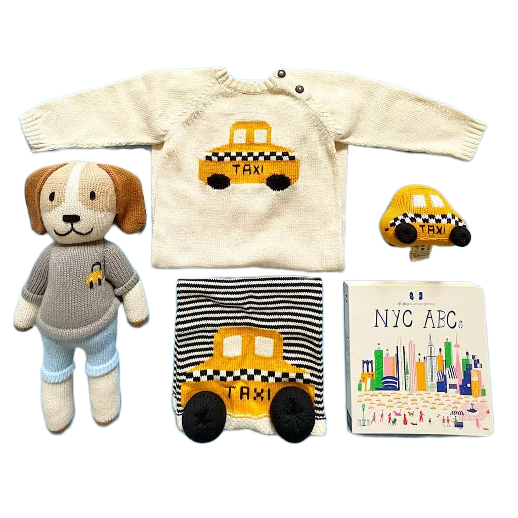Knit Baby Gift Set Romper & Taxi Toy