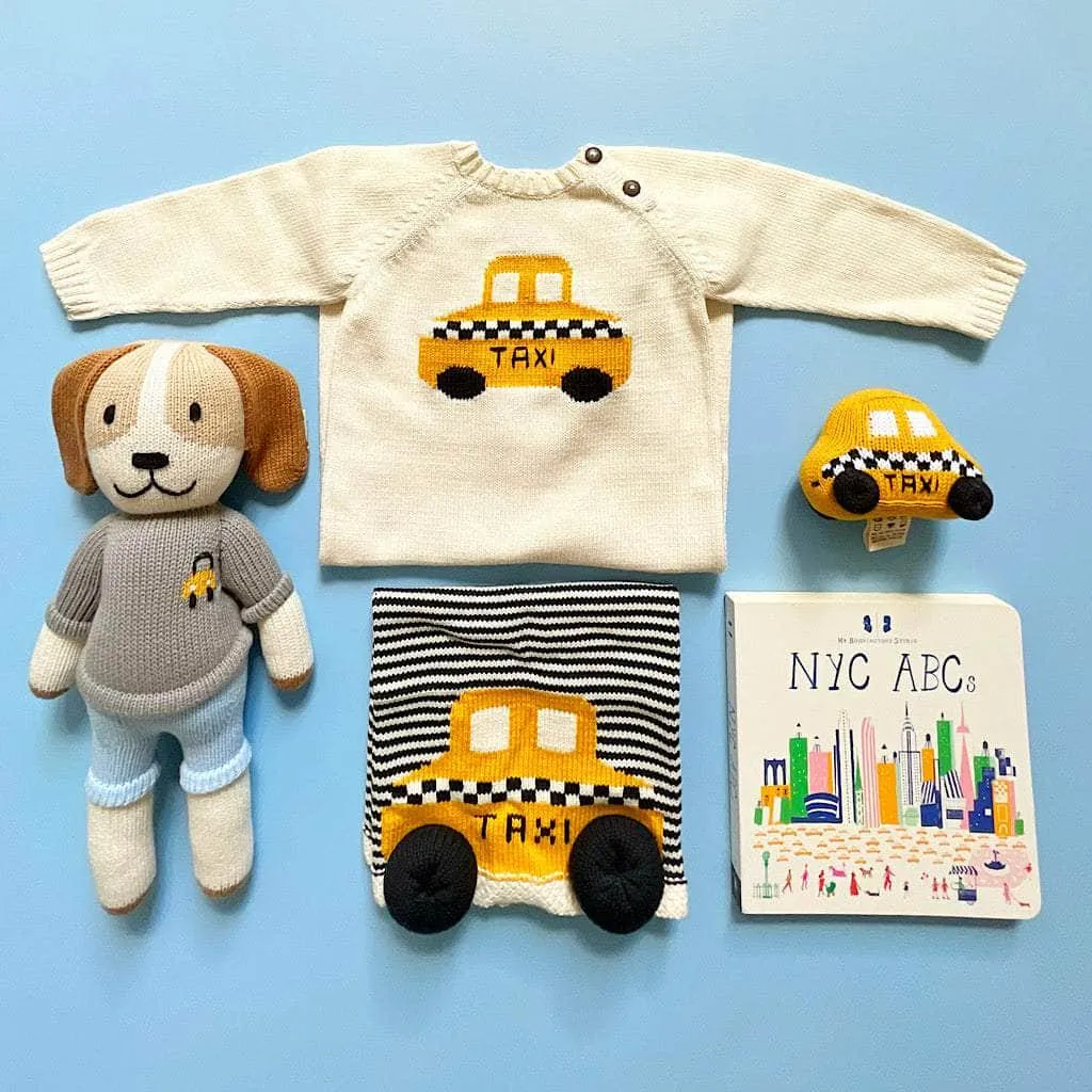 Knit Baby Gift Set Romper & Taxi Toy