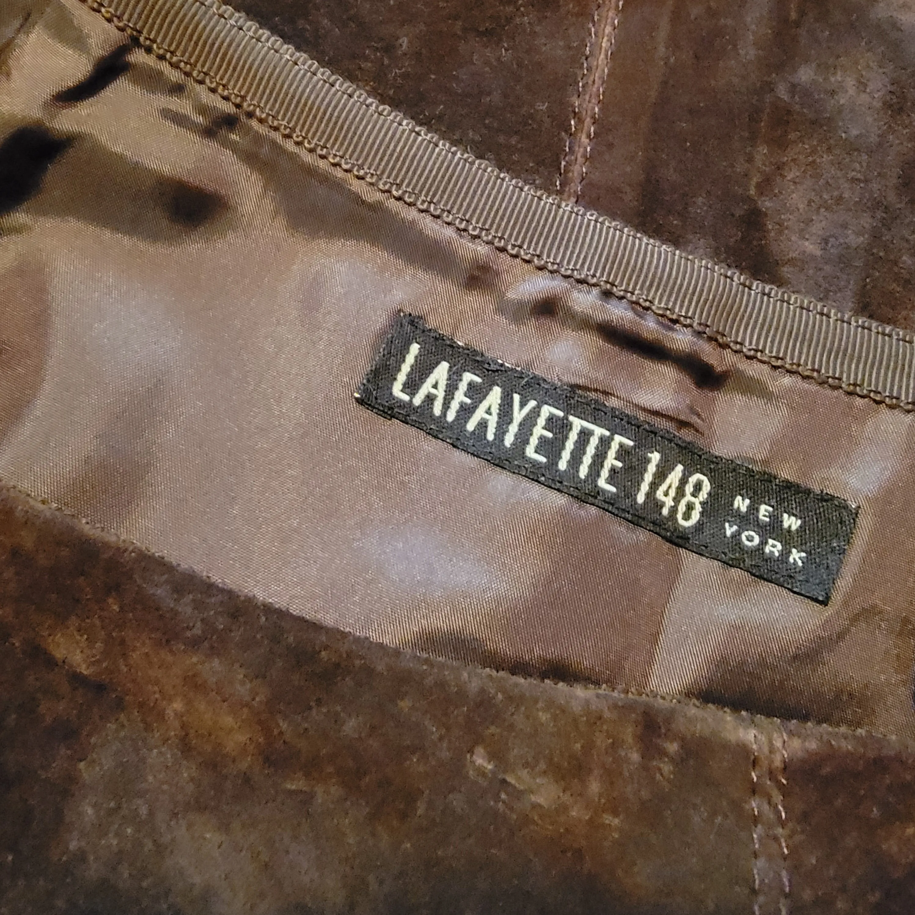 Lafayette 148 Laser-Cut Hem Suede Maxi Skirt Fully Lined Size 6