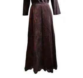 Lafayette 148 Laser-Cut Hem Suede Maxi Skirt Fully Lined Size 6