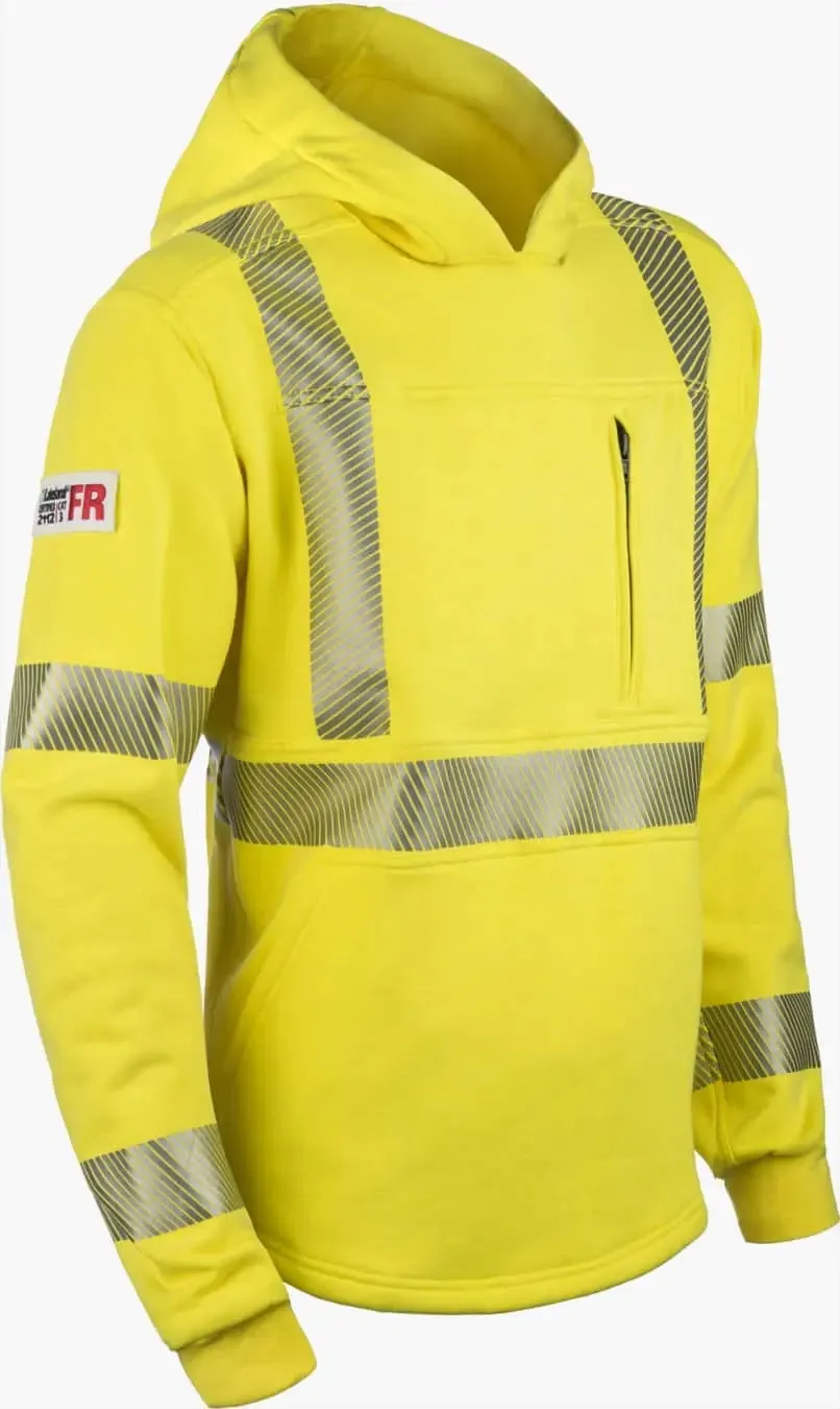 LAKELAND - Pull Over Hoodie. Dual certified, NFPA 70E, 2112  certified, Hi-Vis Yellow 2" seg trim