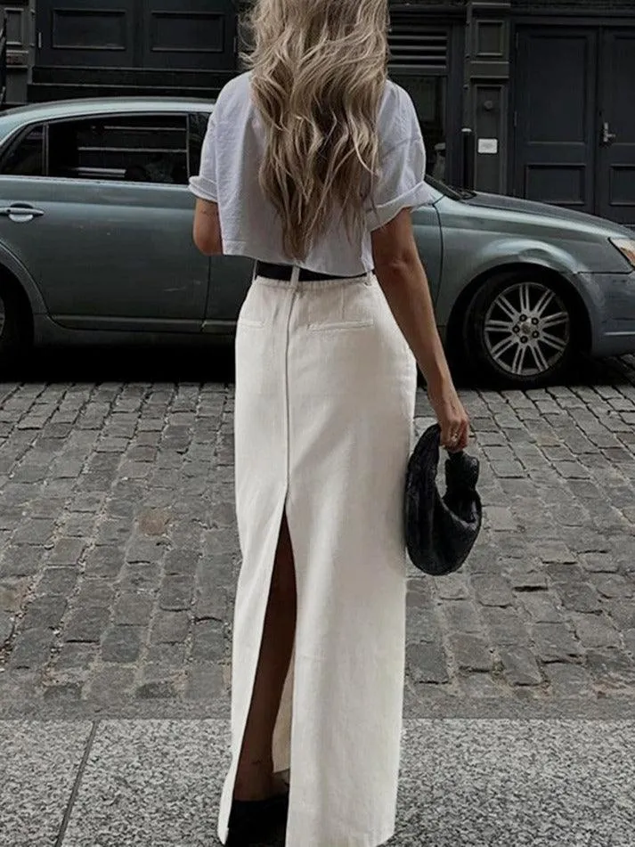 LANFUBEISI - Parisian Slit Maxi Skirt