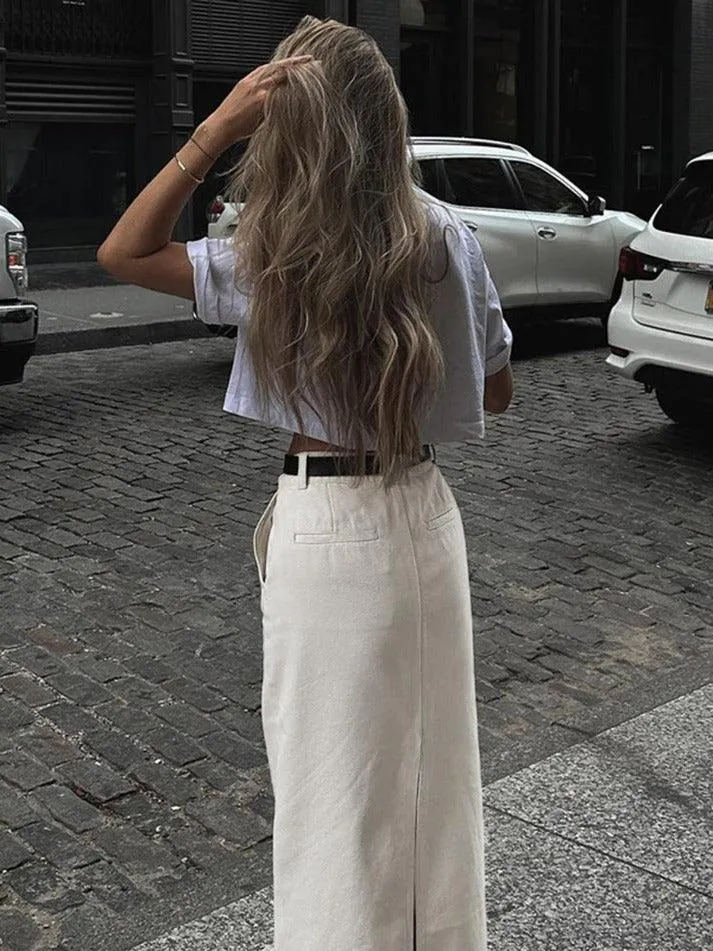 LANFUBEISI - Parisian Slit Maxi Skirt