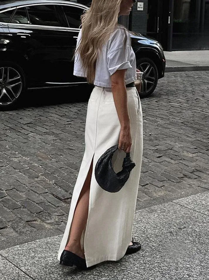 LANFUBEISI - Parisian Slit Maxi Skirt