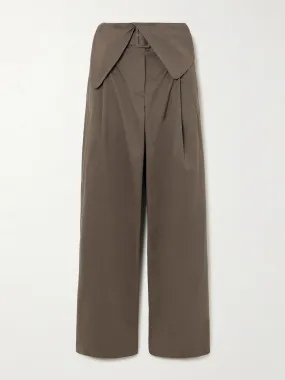 Layered cotton-gabardine wide-leg pants