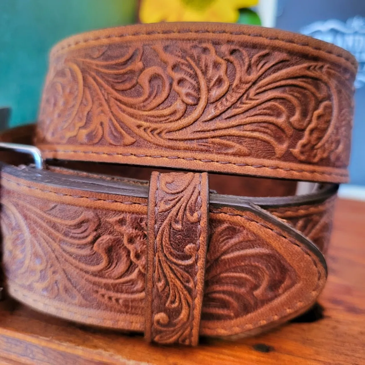 Leather Belt, the “Navajo Spirit” A Belt by Tony Lama   C50189