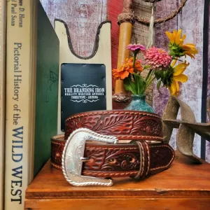 Leather Belt, the "Floral Tooled" by Tony Lama  C40065