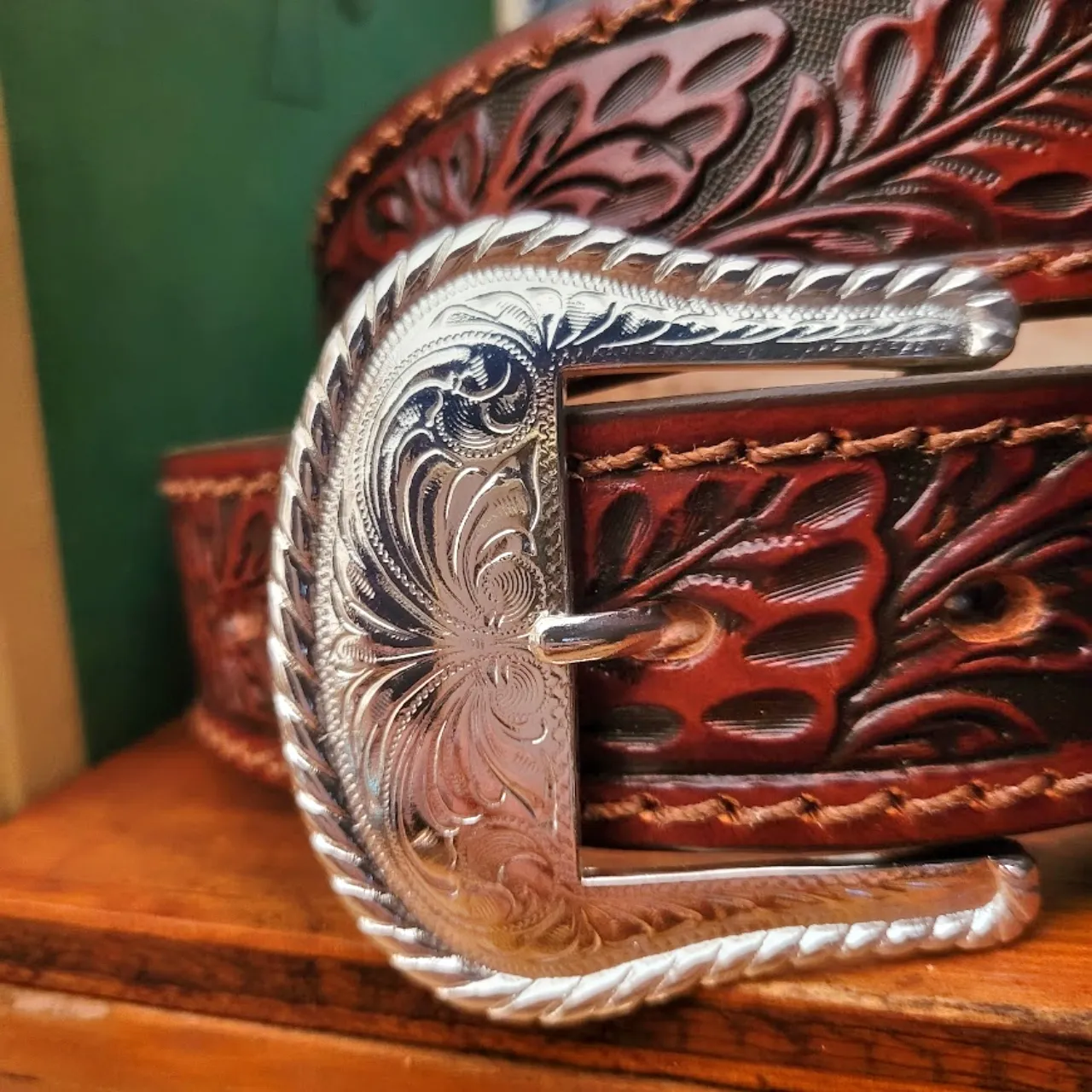 Leather Belt, the "Floral Tooled" by Tony Lama  C40065