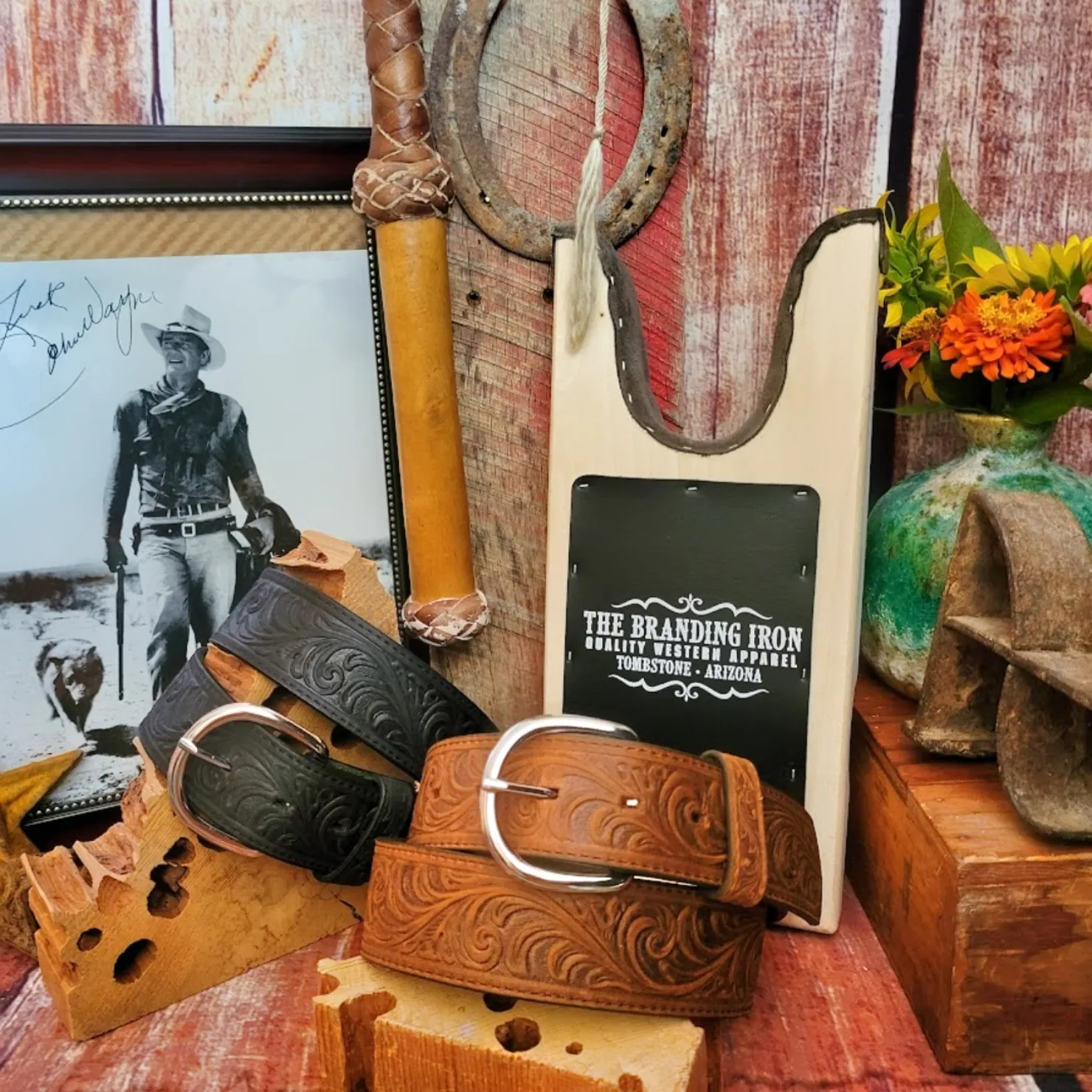 Leather Belt, the "Western Scroll" by Justin 53903/53909 Made in the USA