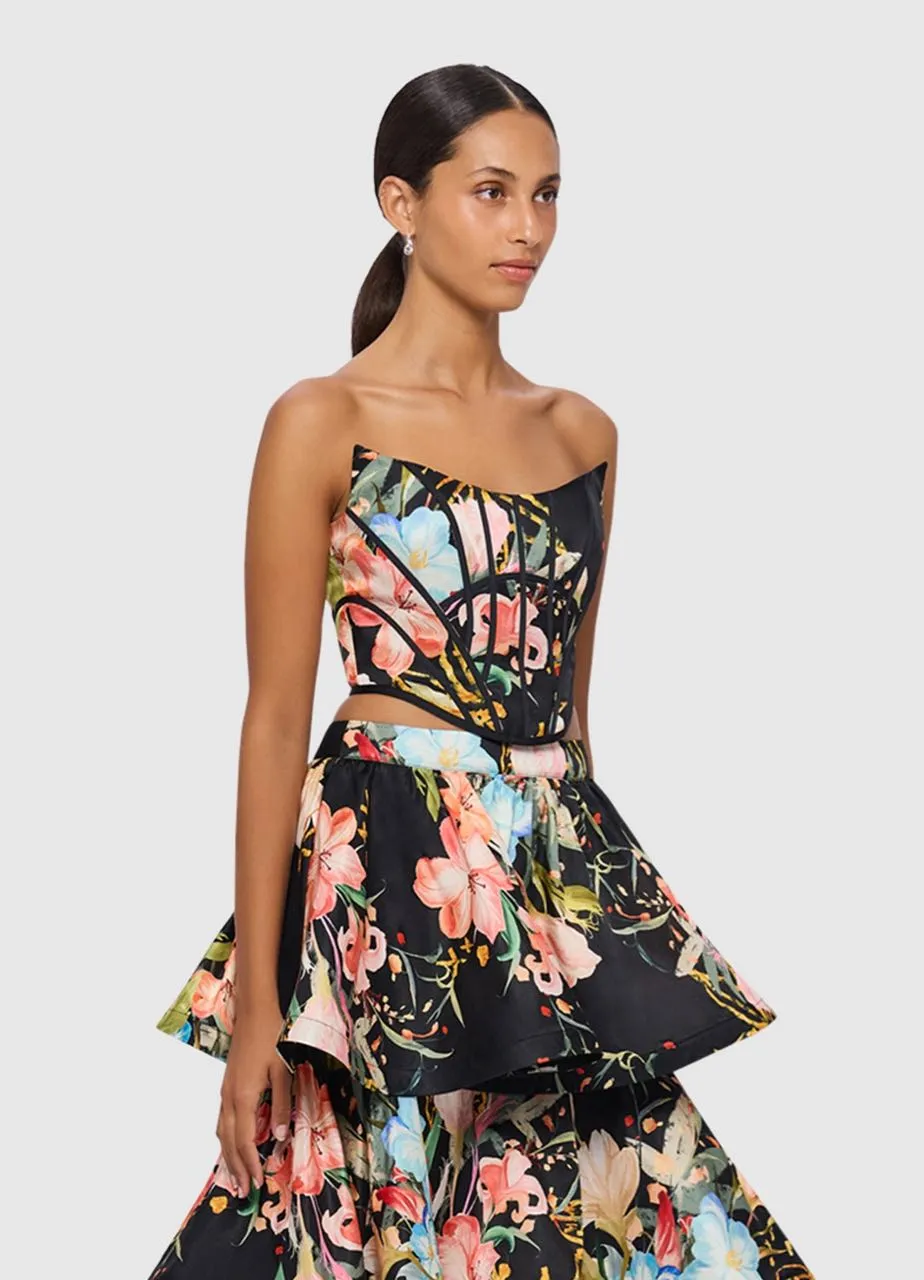 Leo Lin Joan Bustier Top - Opulent Print in Mystic
