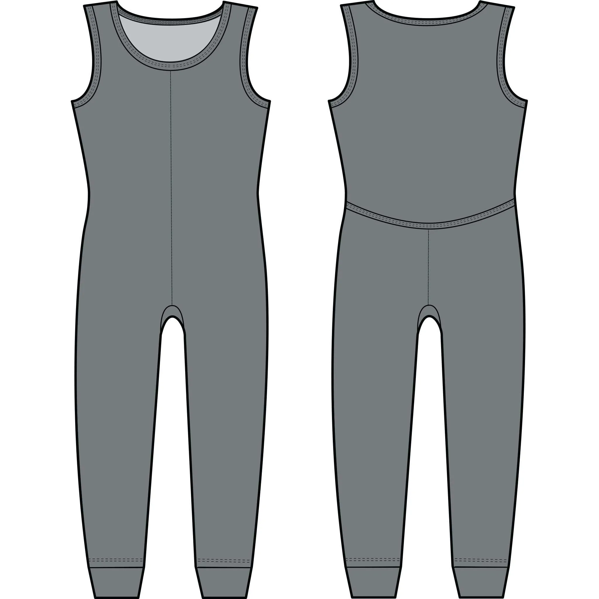 Light Grey Cotton Modal Sleeveless Union Suit | Women's Full Bodysuit | MoonEaze™