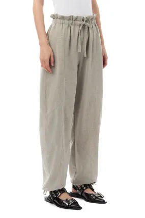 LIGHT MELANGE SUITING ELASTICATED WAIST PANTS