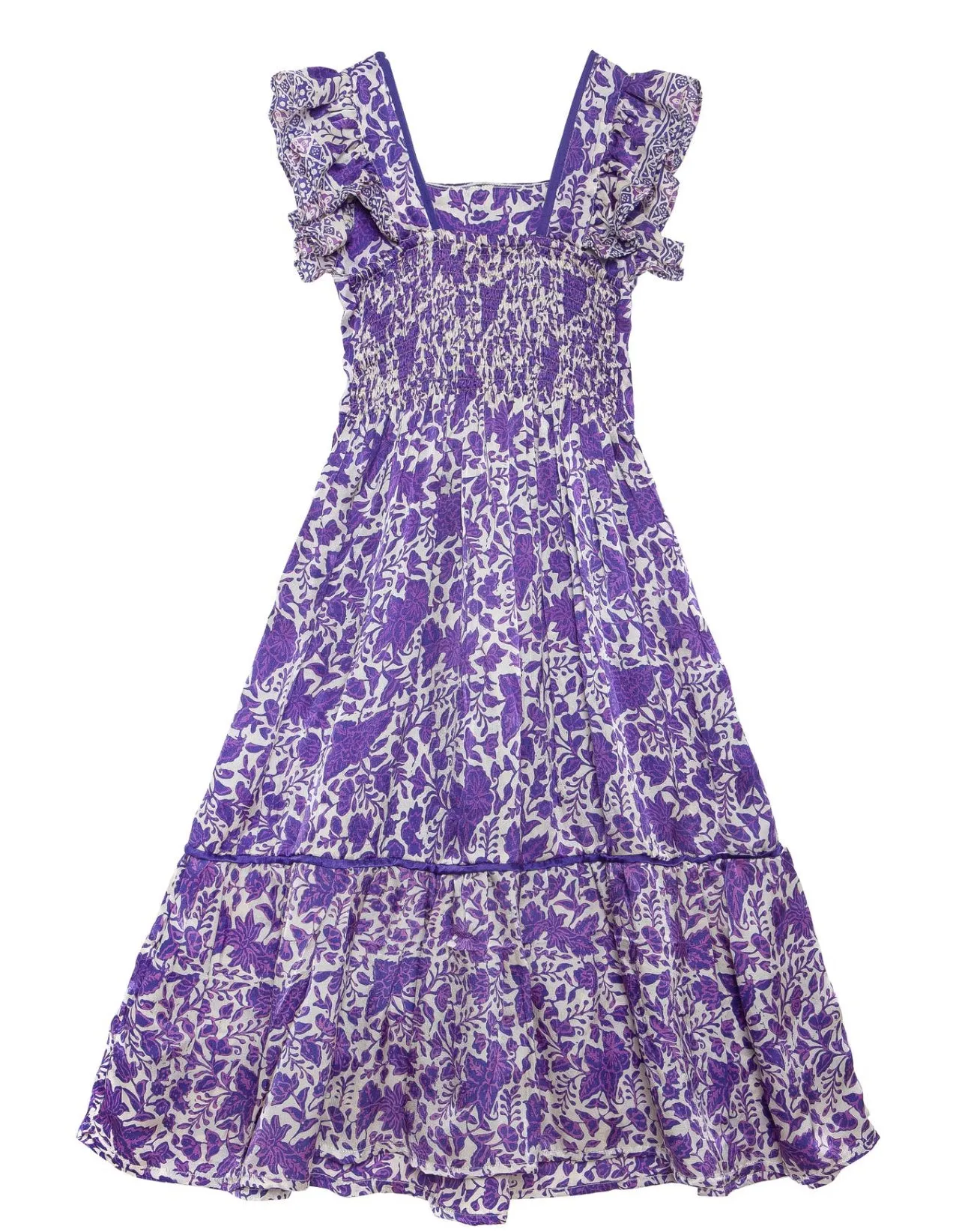 Lilas Dress Violet Silk Batik