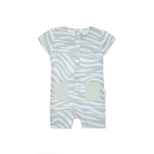 Linen Blue Zebra Baby Romper