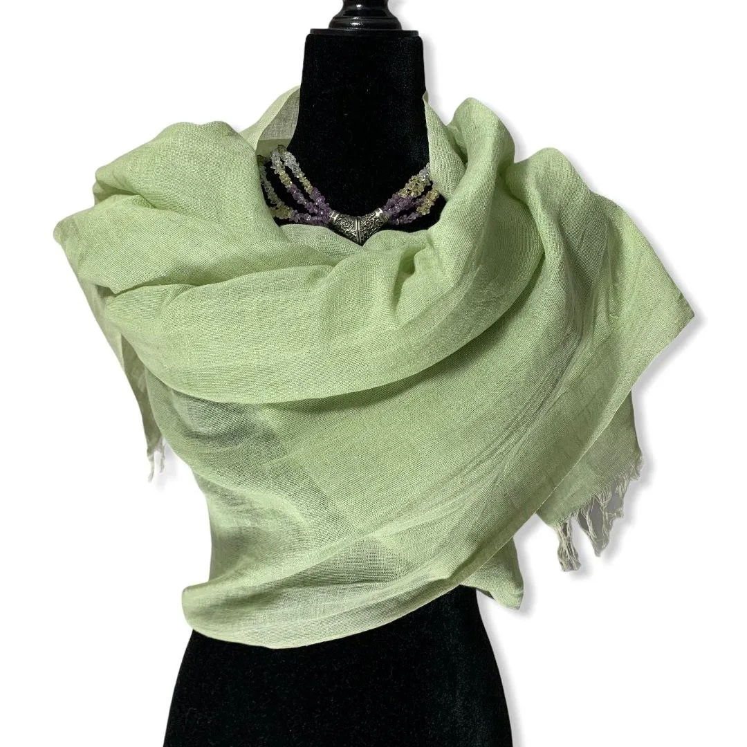 Linen Handwoven Scarf - Pistachio