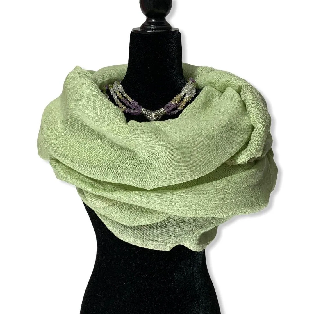 Linen Handwoven Scarf - Pistachio