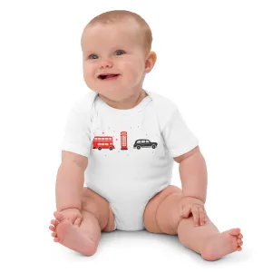 London Doodles - Bus / Phone / Taxi - Organic Cotton Baby Bodysuit