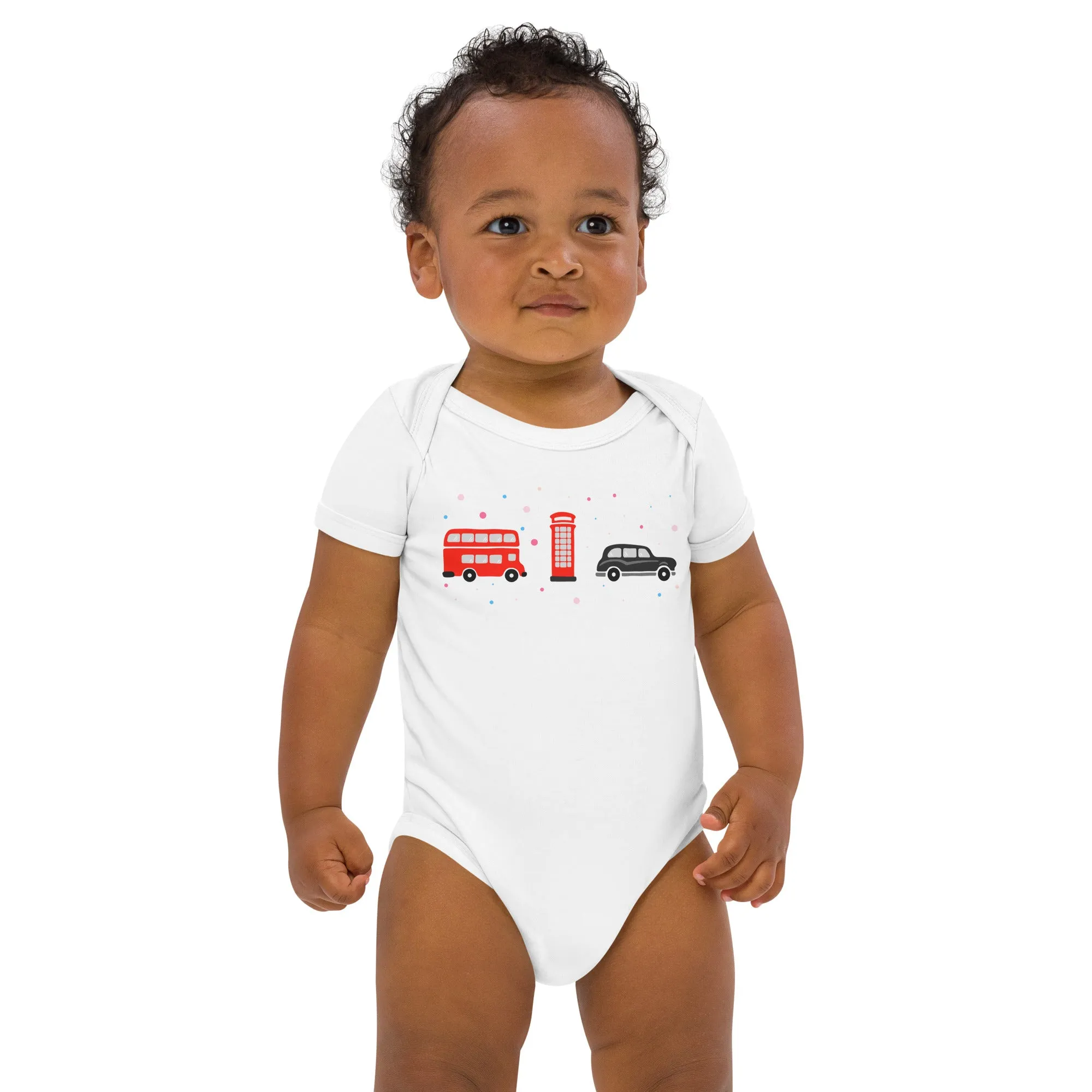 London Doodles - Bus / Phone / Taxi - Organic Cotton Baby Bodysuit