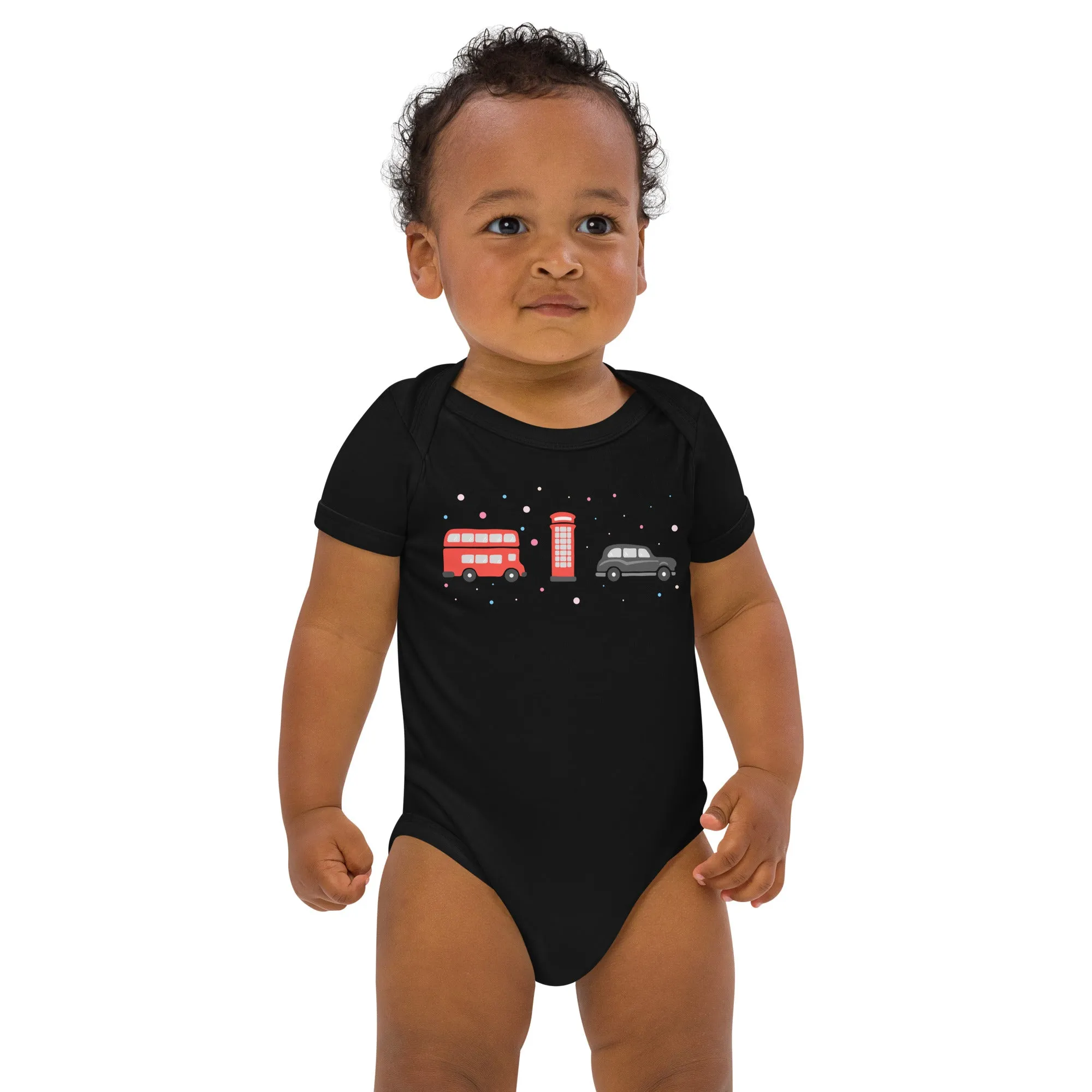 London Doodles - Bus / Phone / Taxi - Organic Cotton Baby Bodysuit