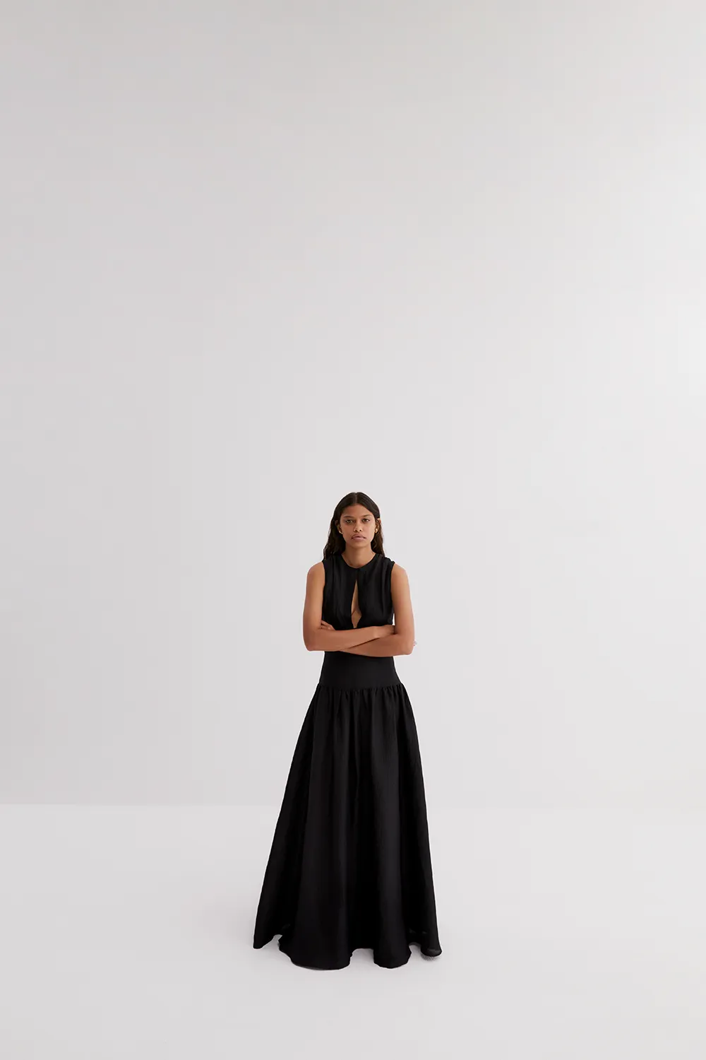 Loren Silk Linen Maxi Dress | Black