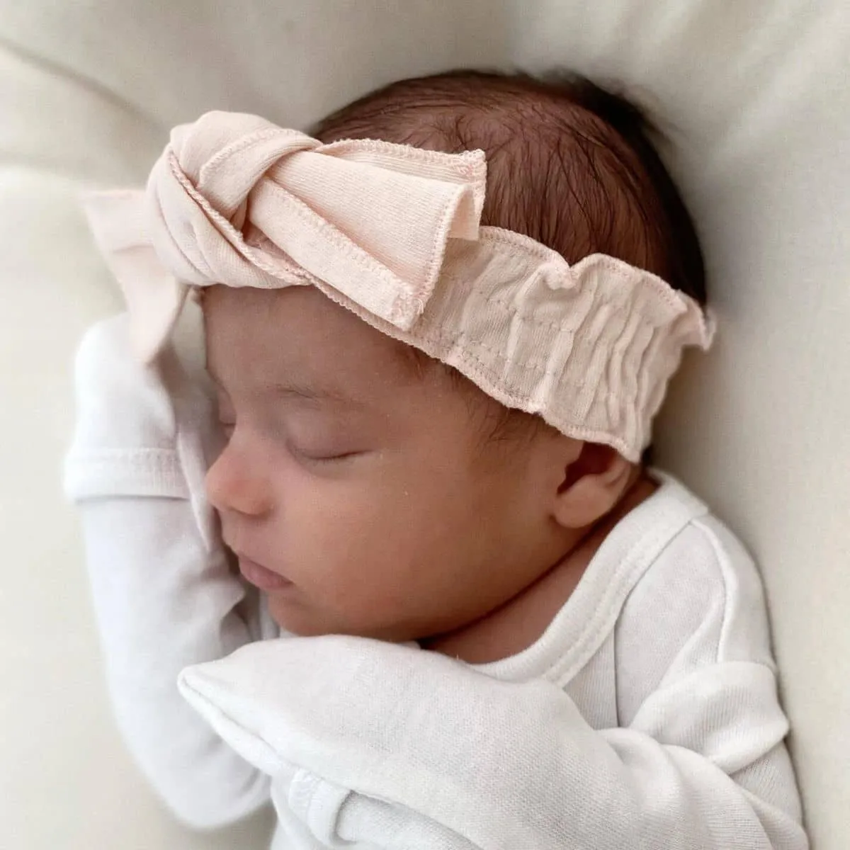 L'ovedbaby Organic Smocked Tie Headband - Blush