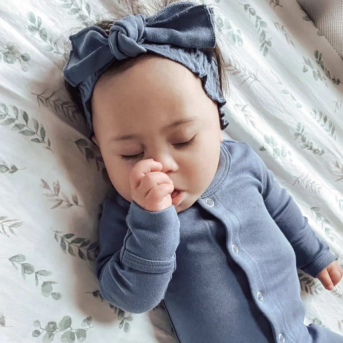 L'ovedbaby Organic Smocked Tie Headband - Slate