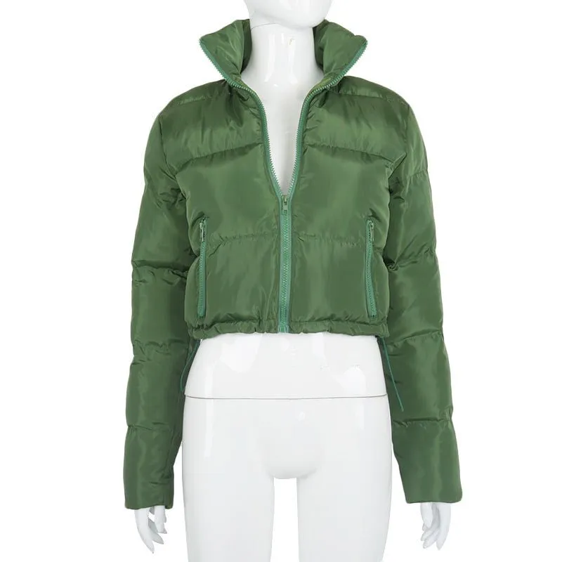 LovelyRLovely Women's Warm Long-sleeved Stand Collar Cotton Drawstring Jacket