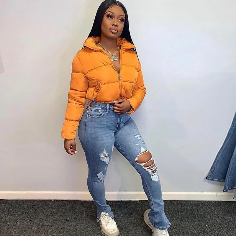LovelyRLovely Women's Warm Long-sleeved Stand Collar Cotton Drawstring Jacket