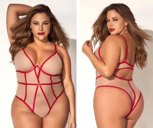 Mapale 8817X Curvy Size Teddy Color Nude-Red