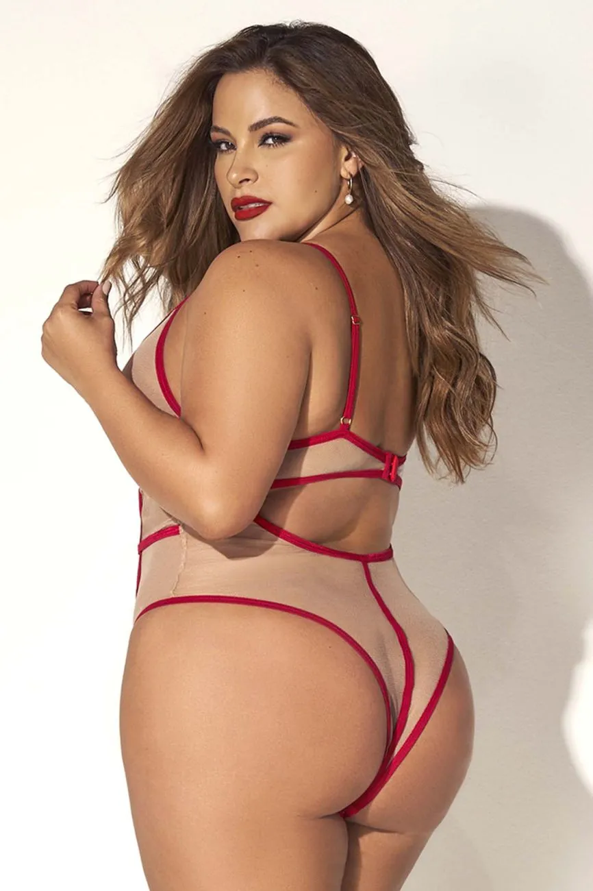 Mapale 8817X Curvy Size Teddy Color Nude-Red