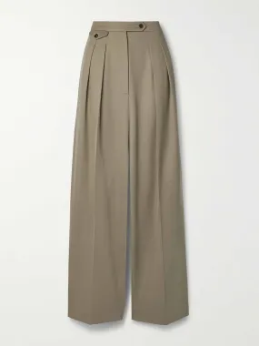 Marcellita pleated wool-twill wide-leg pants