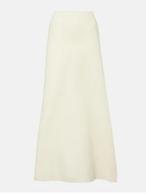 Mauva silk and cotton organza maxi skirt