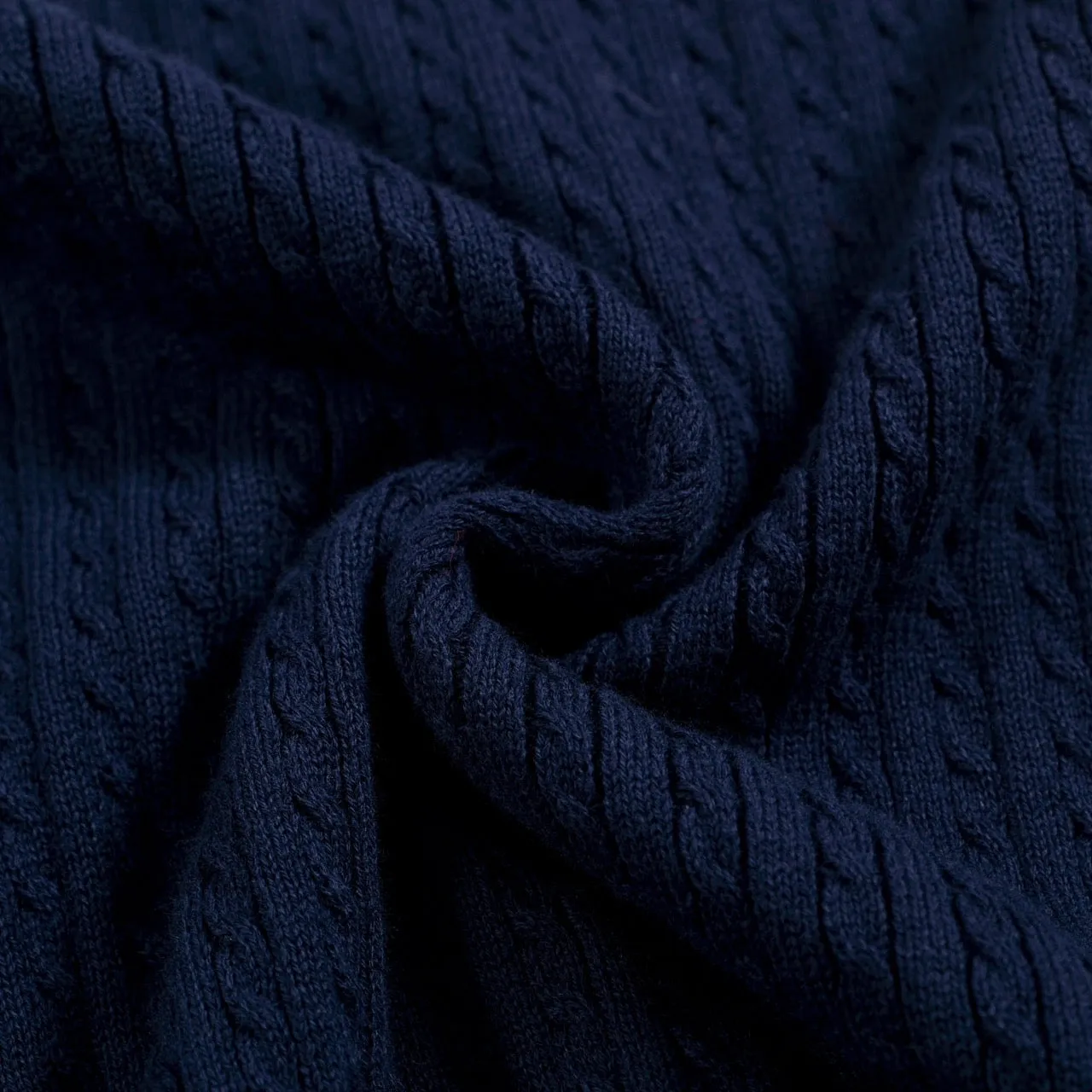 Men's navy blue simple knit polo shirt