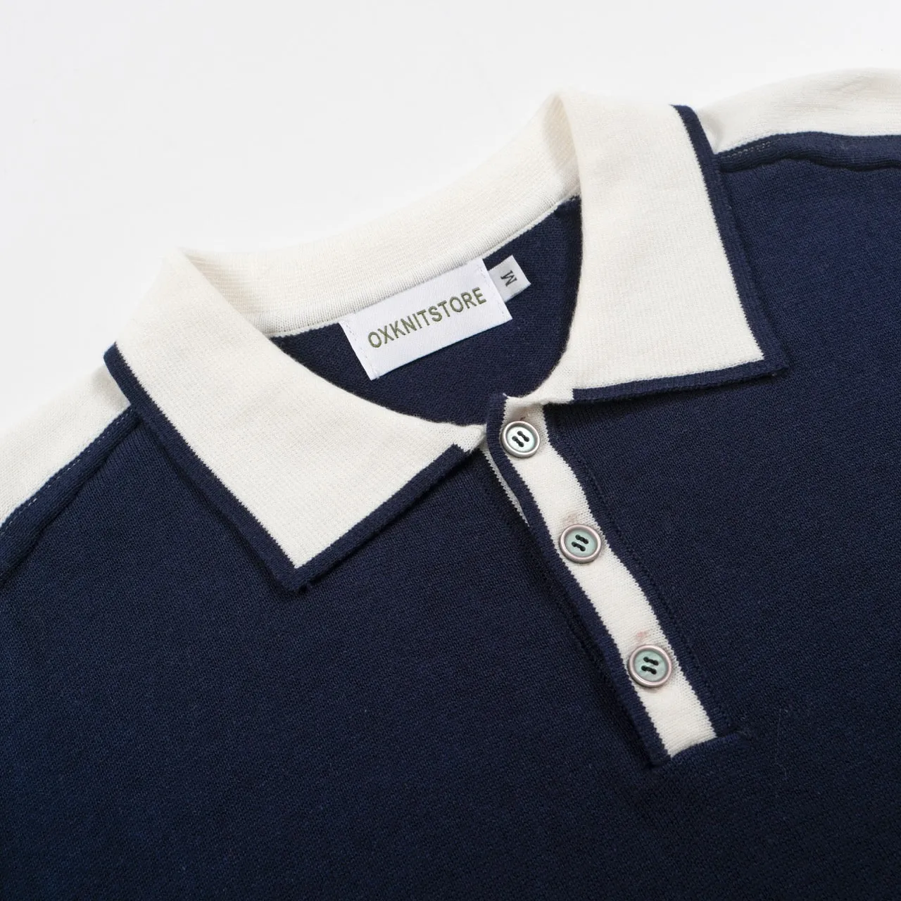 Men's navy blue simple knit polo shirt