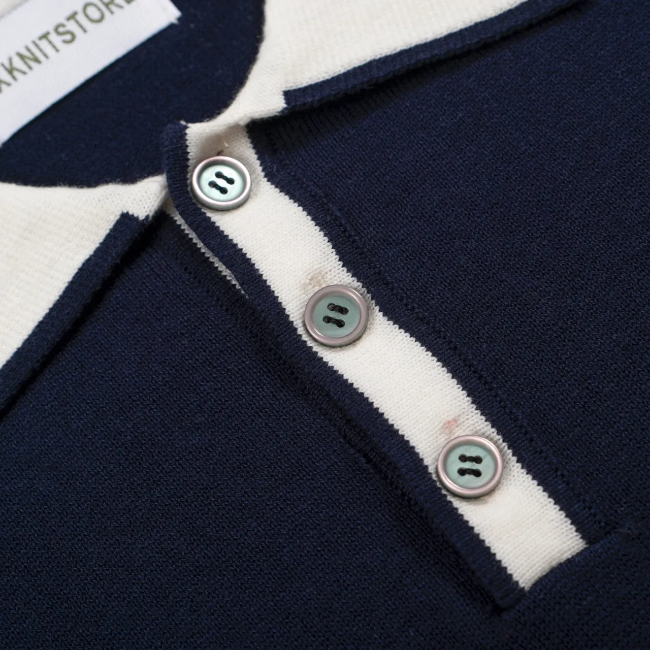 Men's navy blue simple knit polo shirt