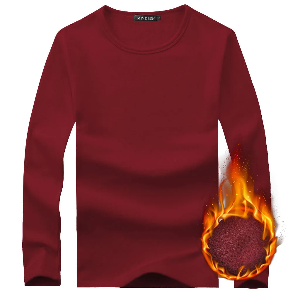 Men's Thermal T Shirt Soft Velvet Thick Long Sleeve T-Shirt