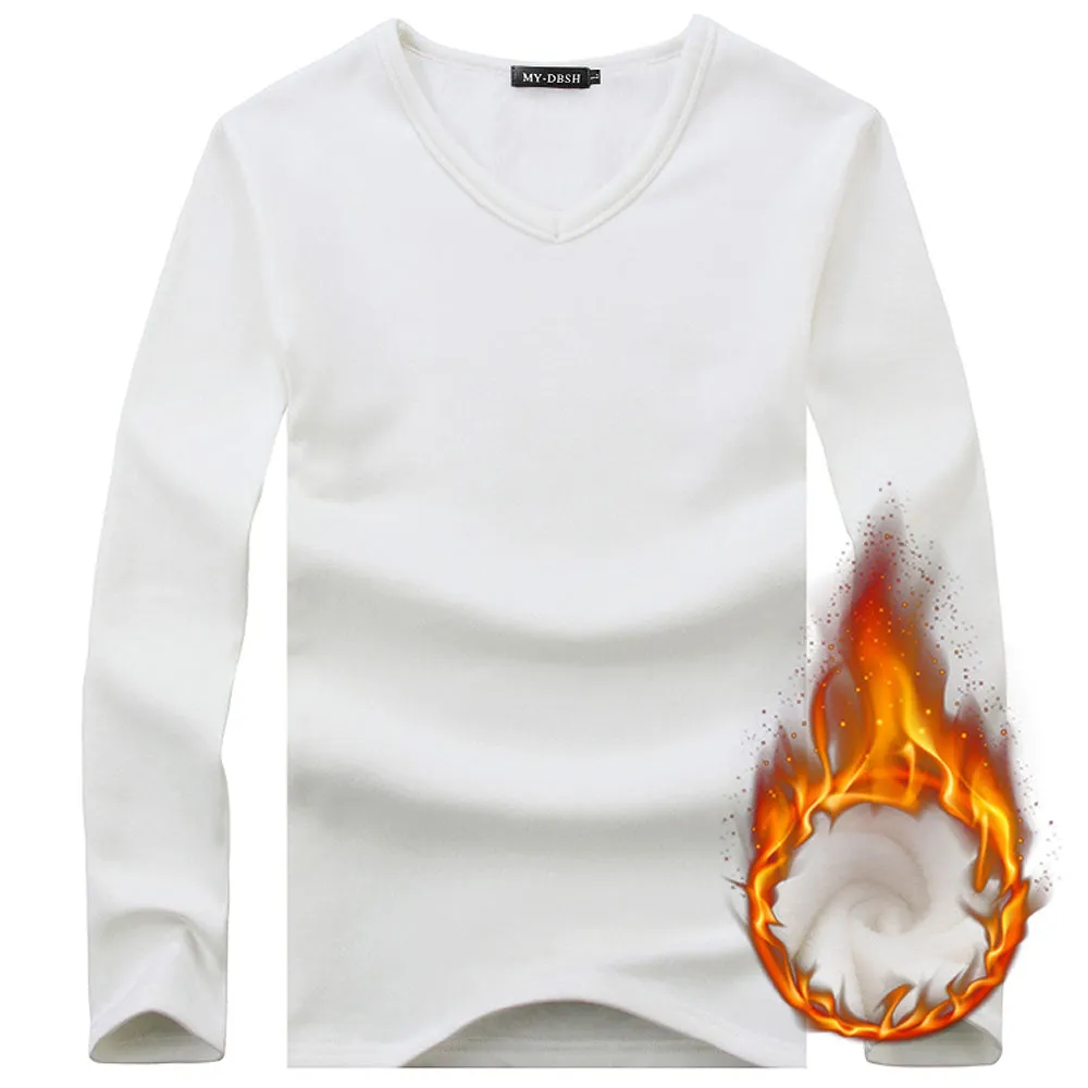 Men's Thermal T Shirt Soft Velvet Thick Long Sleeve T-Shirt
