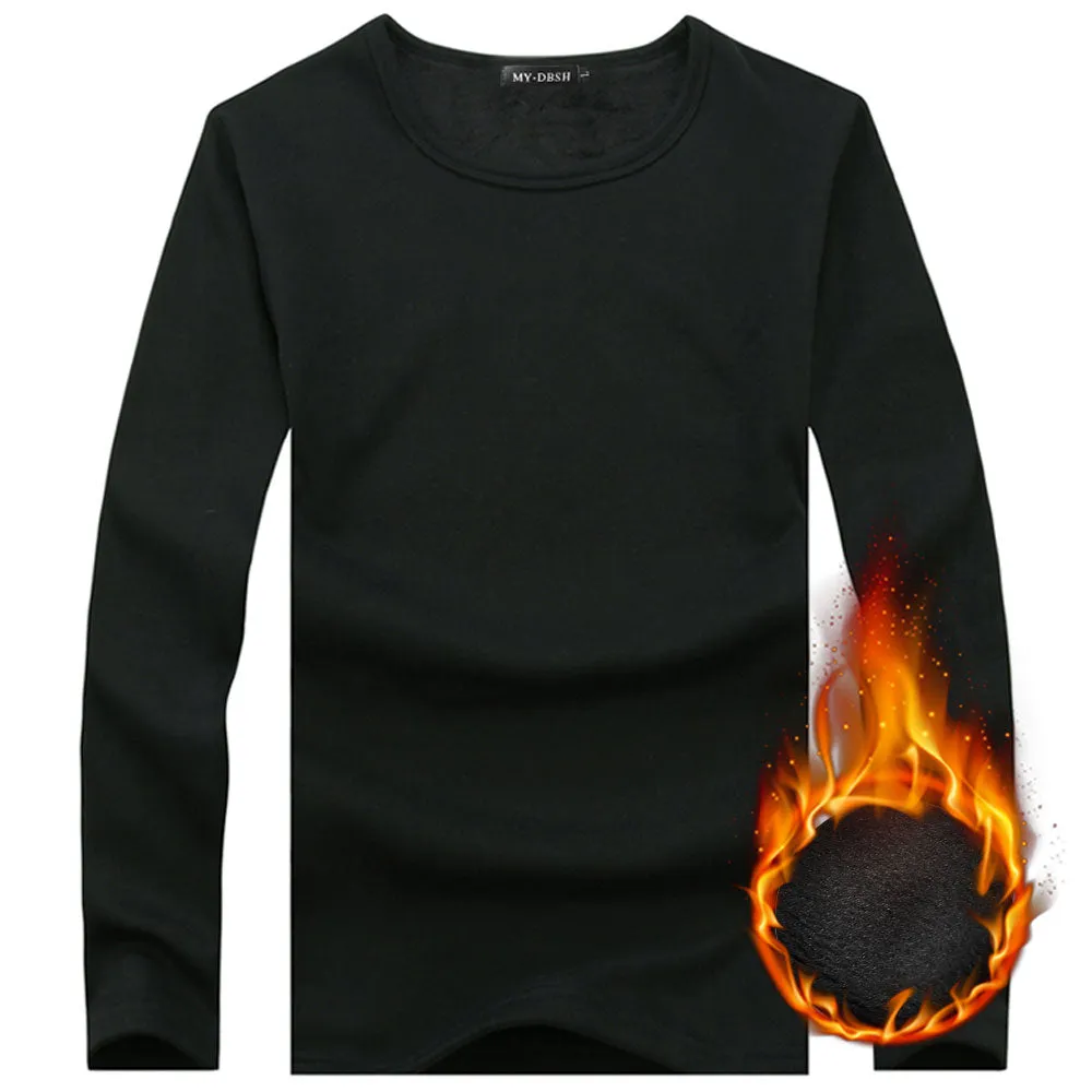Men's Thermal T Shirt Soft Velvet Thick Long Sleeve T-Shirt
